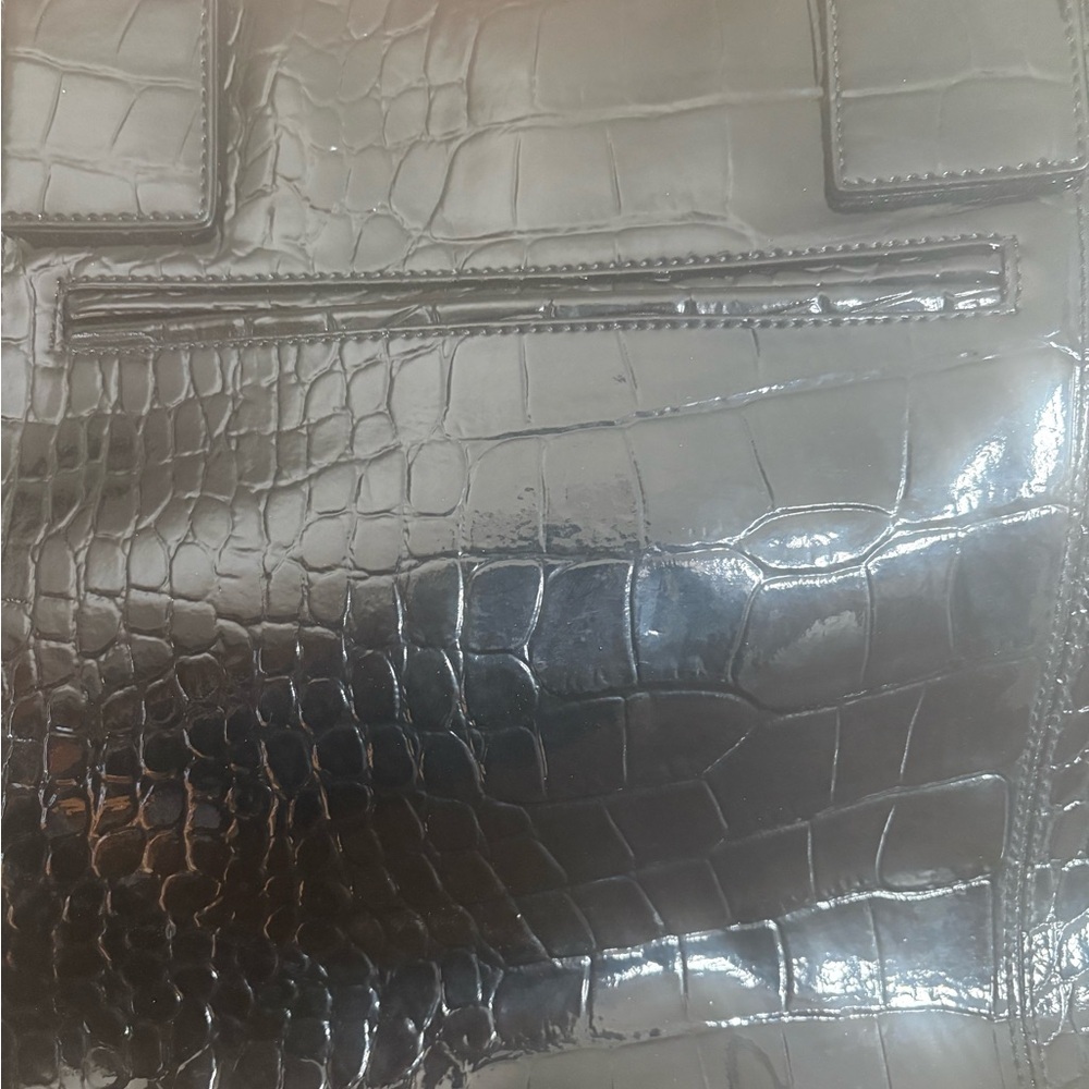 Liz Claiborne Black Croc Embossed Tote shoulder bag - Picture 5 of 9